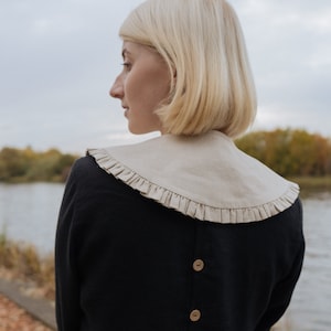 Detachable ruffle Peter Pan collar, removable bib linen collar, Dark academia clothing image 4