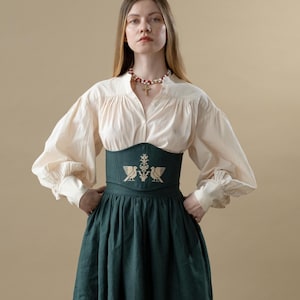 Embroidered Corset Belt - Renaissance Corset - Victorian Underbust Waist Cincher