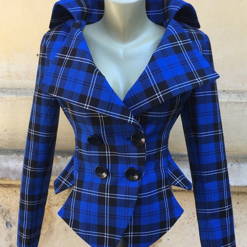 Plaid Jacket Blazer Tartan Jacket Blazer Steampunk Gothic - Etsy