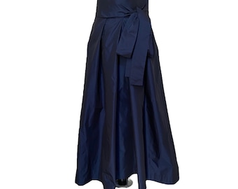 Maxi, long taffeta skirt with high waist and side pockets, A - line floor length taffeta skirt