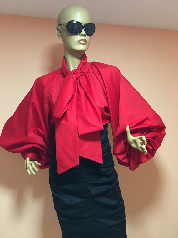 formal red blouse