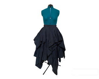Black maxi taffeta skirt, Floor length taffeta skirt, Formal asymmetrical skirt