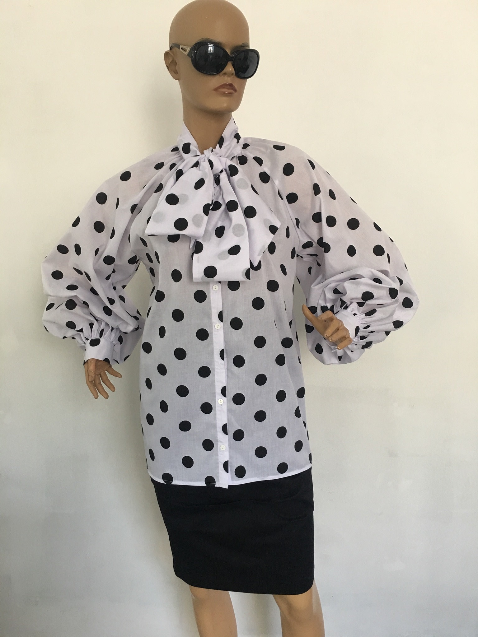 polka dot bow tie blouse