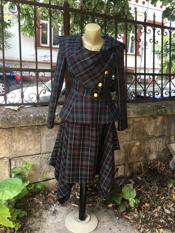 Plaid Suit Jacket Blazer Tartan Suit steampunk Gothic Punk