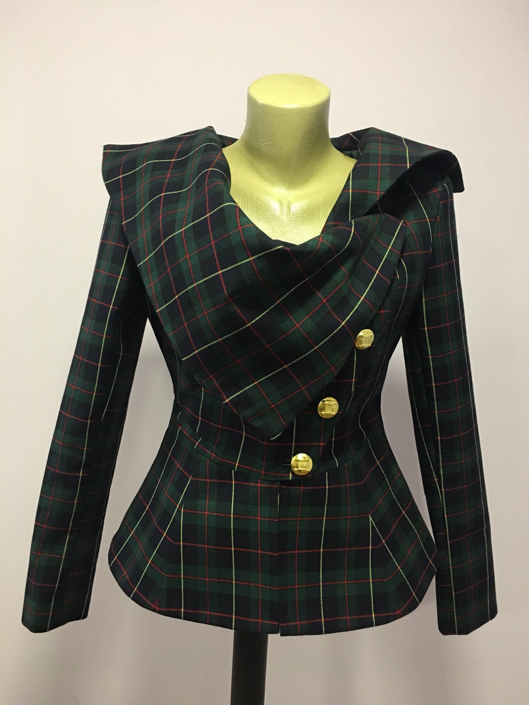 Plaid Jacket Blazer Tartan Jacket Blazer Steampunk Gothic - Etsy