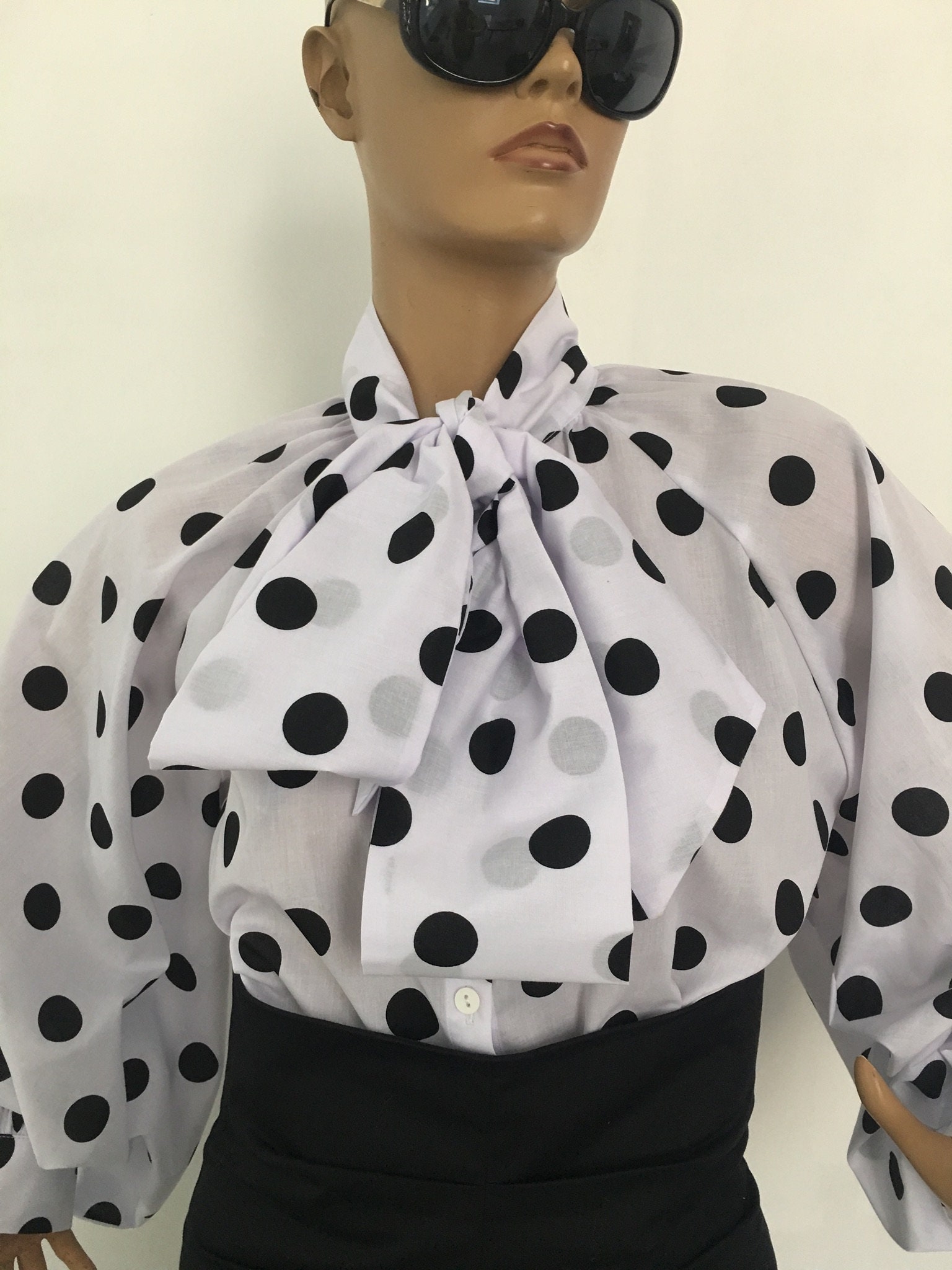 polka dot bow tie blouse