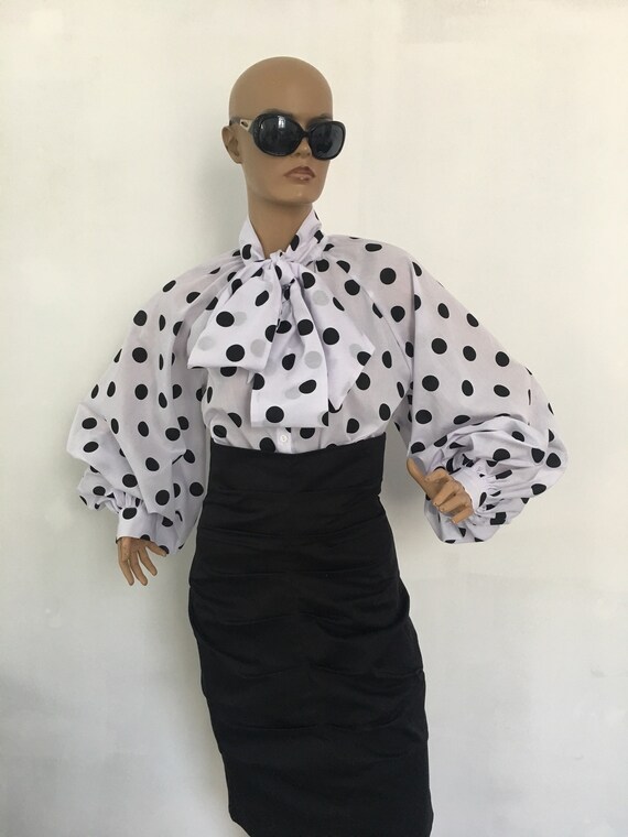 polka dot bow blouse