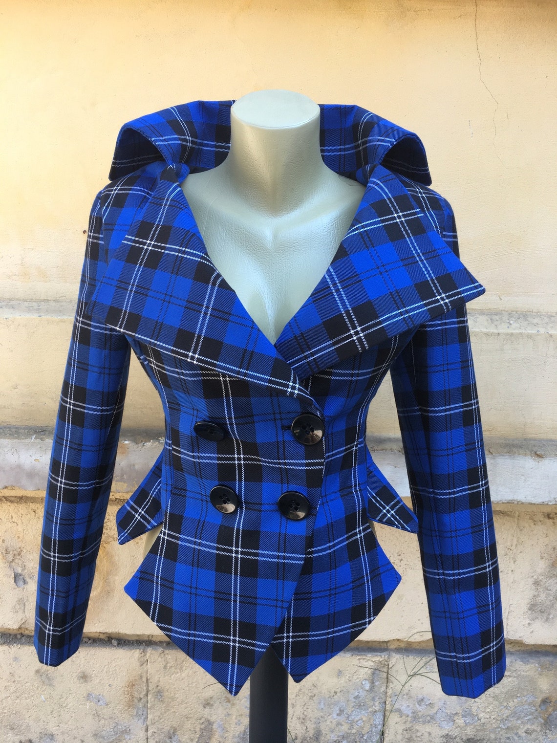 Plaid Jacket Blazer Tartan Jacket Blazer Steampunk Gothic - Etsy