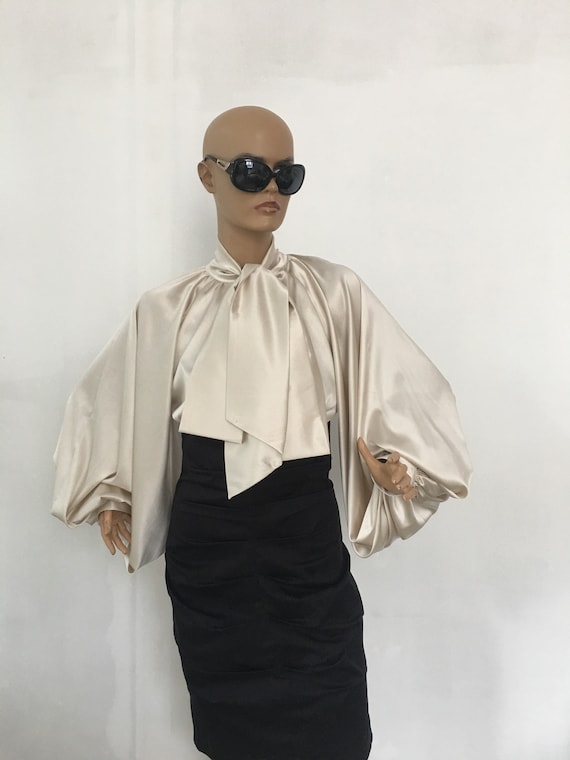 white silk satin blouse