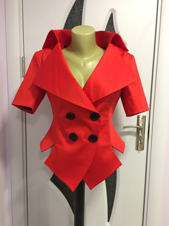 Ladies short red blazer cheap