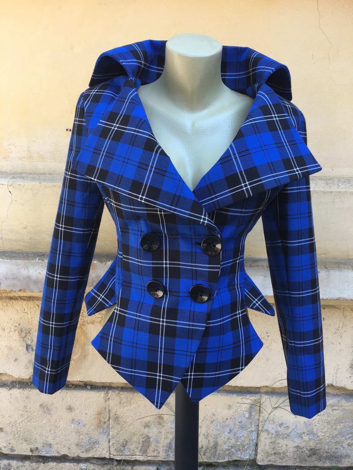 Plaid Jacket Blazer Tartan Jacket Blazer Steampunk Gothic - Etsy