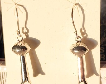 NEW Sterling Silver Squash Blossom EARRINGS w/ French wires Native American made 