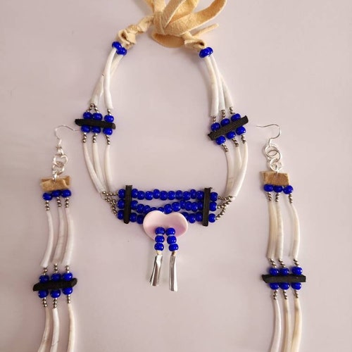 Dentalium Small Choker and shops earring set