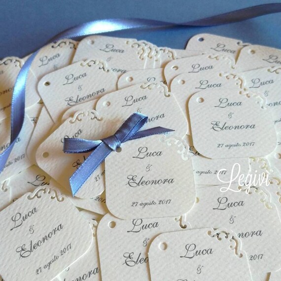 10 Bigliettini Bomboniera Etichette s 4x4cm Con Angoli Etsy