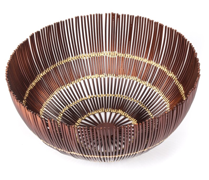 Decorative Bowl Metal Wire Fruit Bowl with Gold Accent