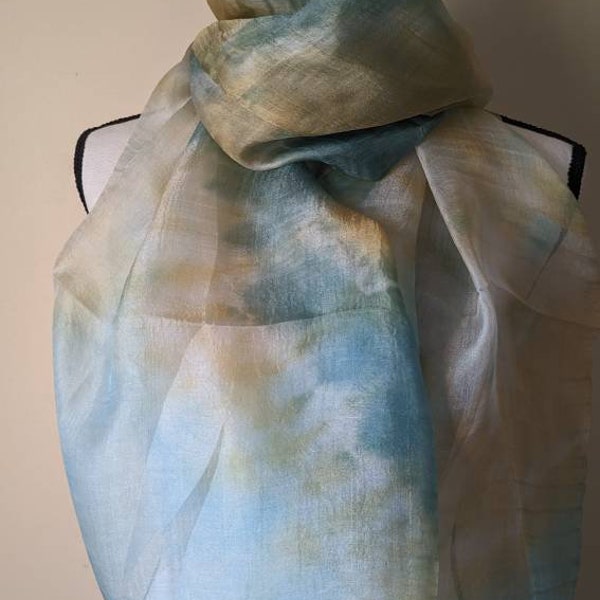 Silk ikat scarf "Golden light"