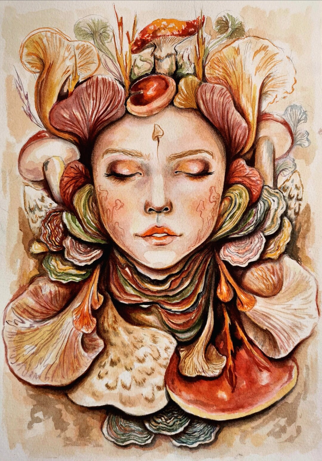 Mushroom Mamma Mushroom Art Mushroom Painting Mushroom Etsy UK