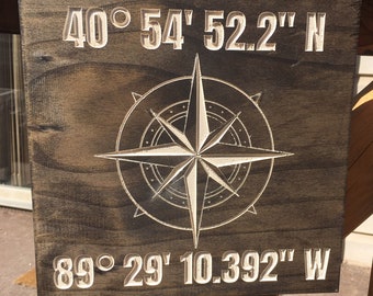 Latitude and Longitude Custom Sign, Custom Coordinate Sign, Custom Latitude and Longitude Wood Sign, Home Address Sign