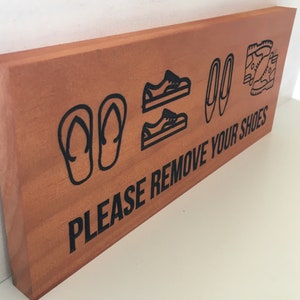 5x12 Please Remove Your Shoes, Outdoor Wall Hanging, No Shoes Wood Sign image 1