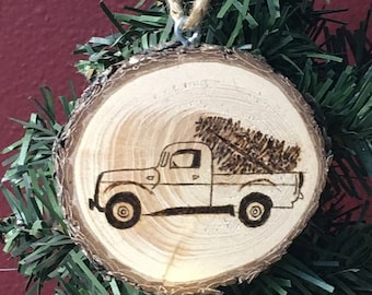 Holiday Truck Christmas Ornament, Personalized Ornament, Personalized Stocking Tag, Christmas Tree