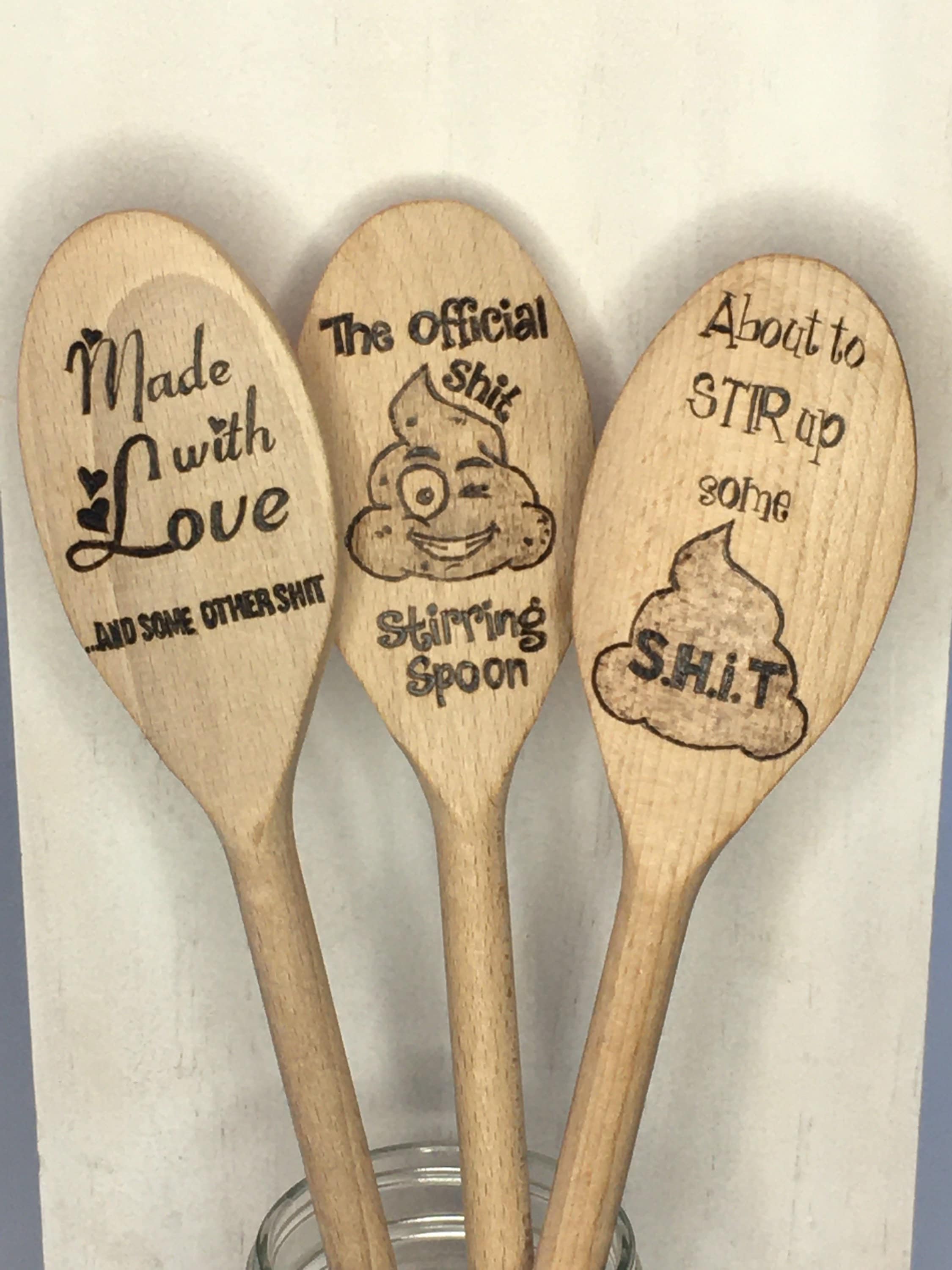 Novelty Spoon Set Wood Burned Spoons Funny Sayings Spoon Set