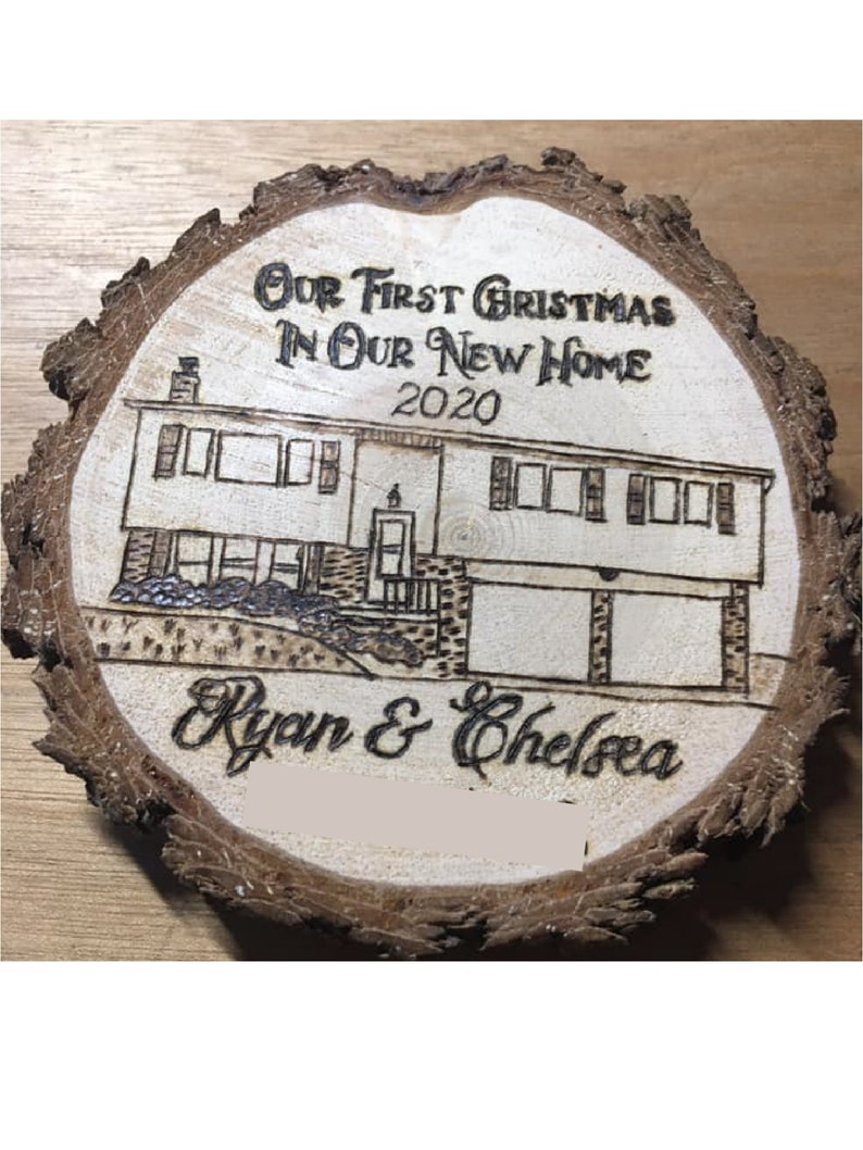 House Ornament, Personalized Home Ornament, House Warming gift, Christmas Ornament, Wood Ornament, Wood Burned Ornament image 2