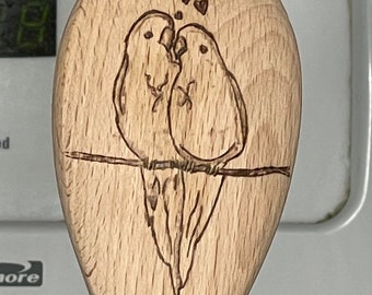 Love Birds Anniversary, Personalized Valentine Gift Single 14" Spoon