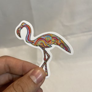 Colorful Psychedelic Magic Flamingo Trippy Cool Waterproof Glossy Sticker