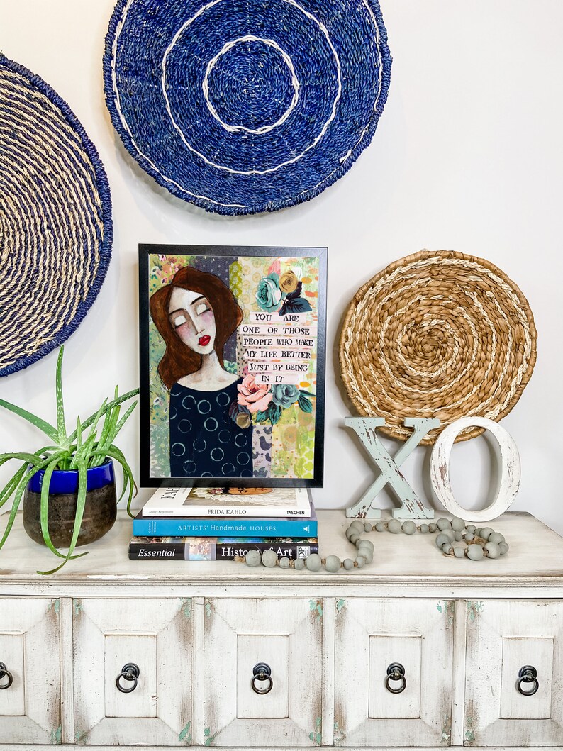 A special gift for your best friend Friendship quote mixed media art print.