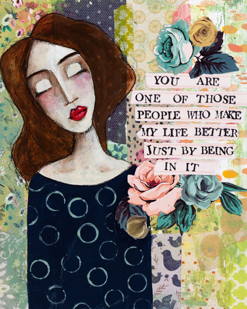 A special gift for your best friend Friendship quote mixed media art print.