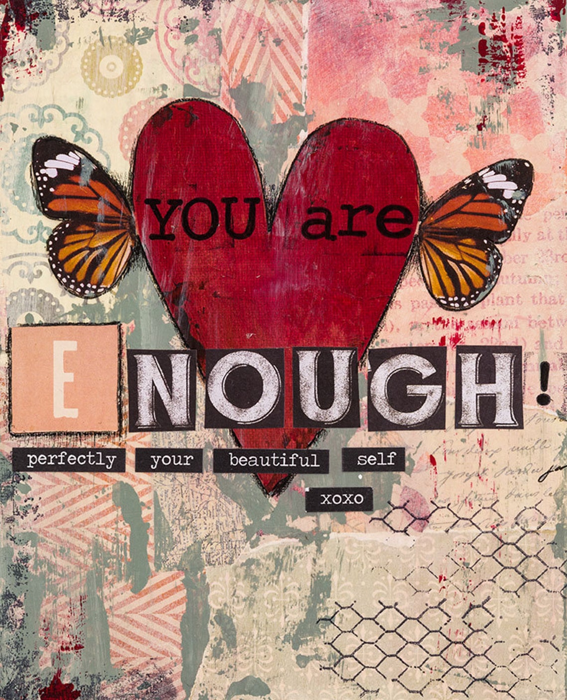 You Are Enough. Quote. Wall Art Mixed Media Art Print Etsy Canada