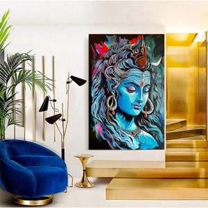 Lord Shiva Acrylic Painting: Hindu God Art, Diwali Gift (24x36 inch)