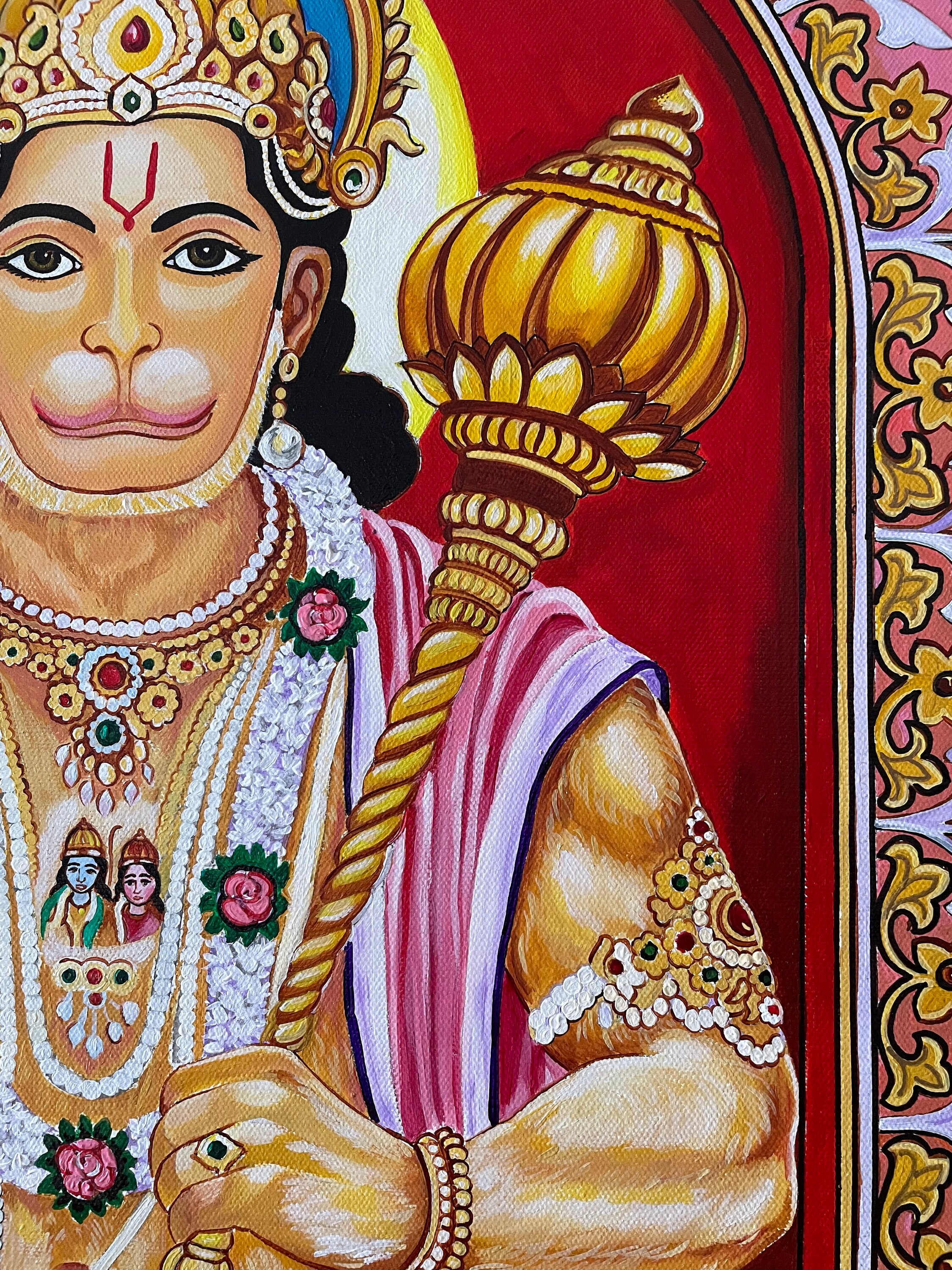 Acrylic Lord Hanuman Ji Painting Hindu God hindu Spiritual Art lord 