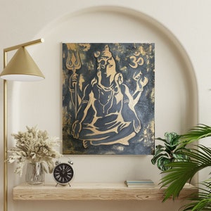Lord Shiva Acrylic Painting: Abstract Hindu God Art, Asian Decor