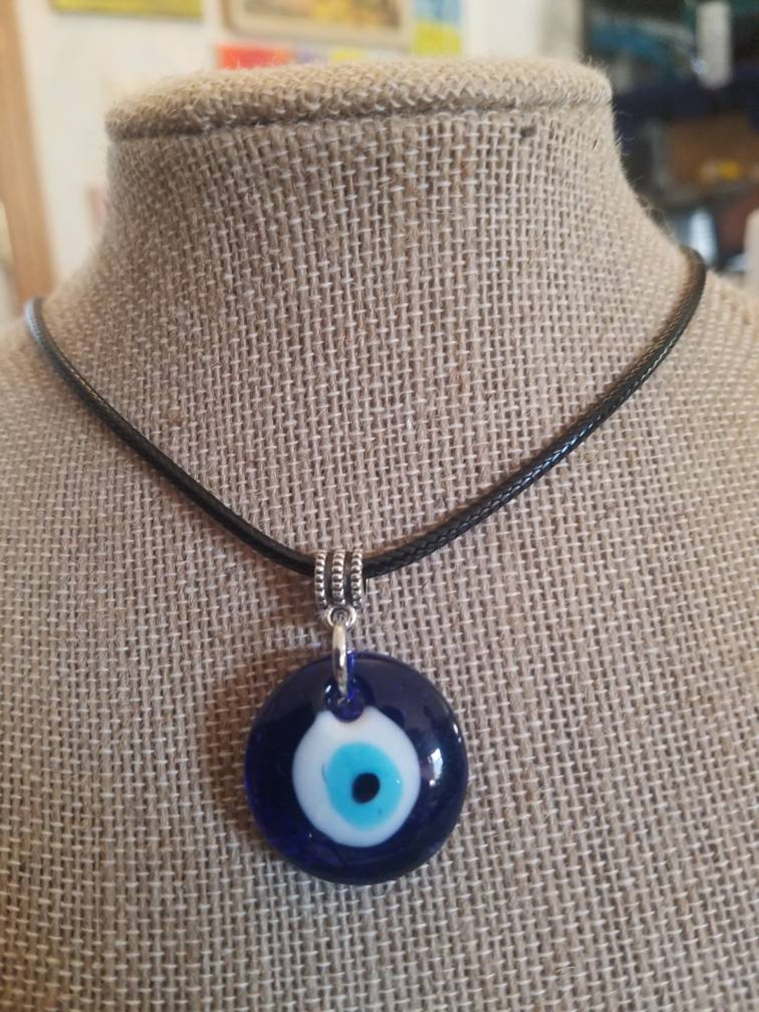 Glass Evil Eye Protection Necklace Etsy