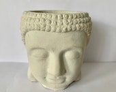 Ceramic Buddha Head Planter - Indoor or Outdoor Succulent, Cacti, House plant Pot with Drainage Hole Zen Garden Pot