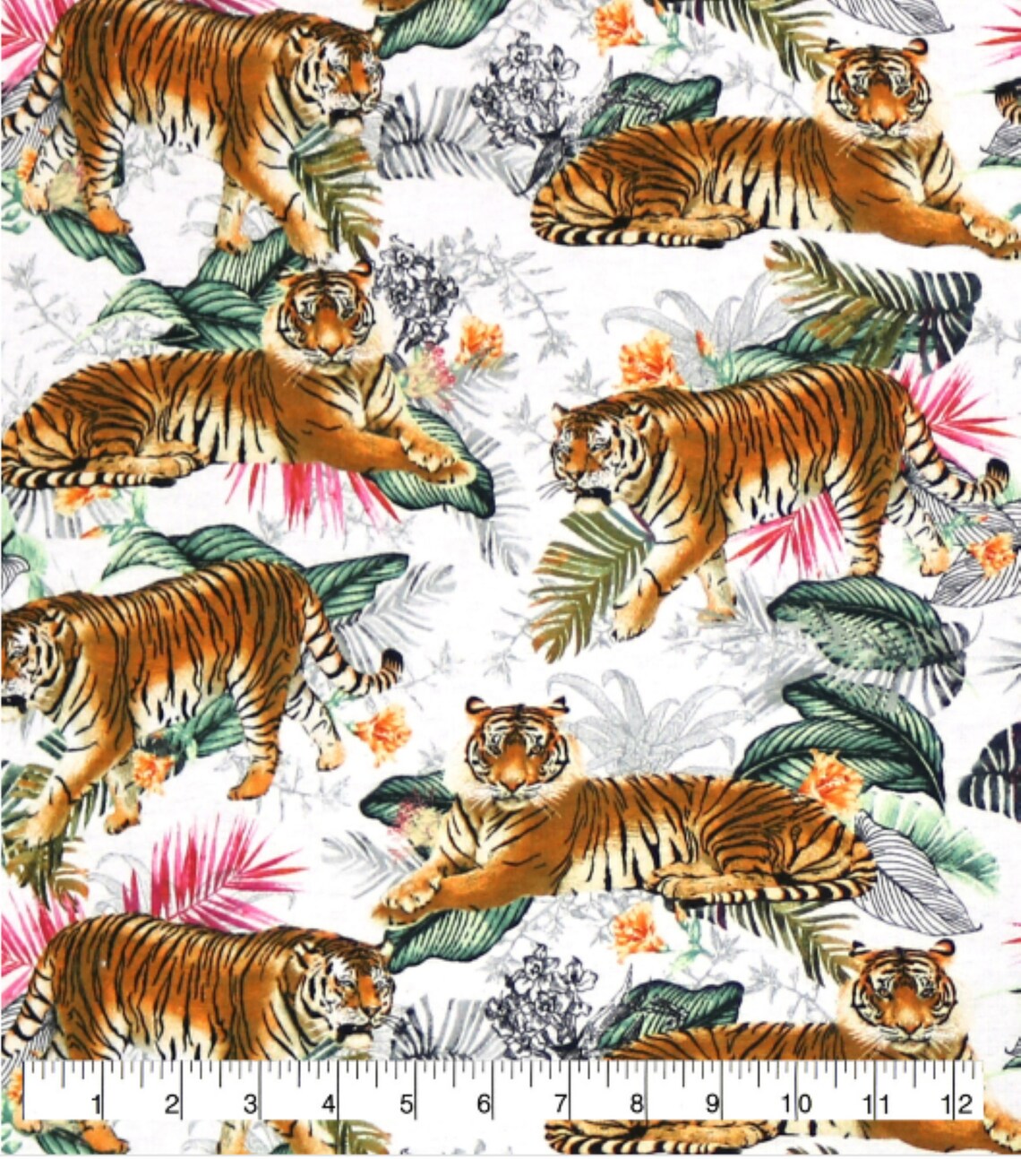 Cotton Flannel Wild Summer Tigers by the Yard 100 Etsy Singapore