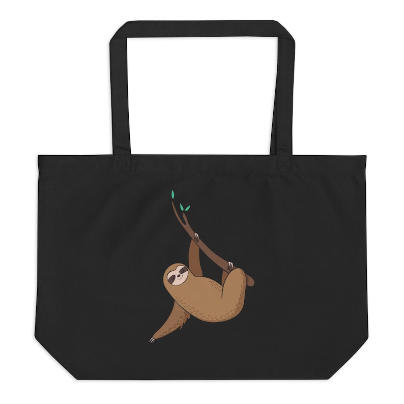 Large Reusable Bag Organic Shopping Bag Beach Bag Reusable Tote Sloth Hanging On A Tree Eco Friendly Bag Sloth Grochery Bag Tote