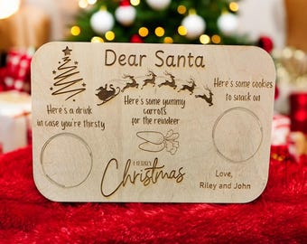 Personalized Santa Cookie Plate, Engraved Christmas Eve Tray