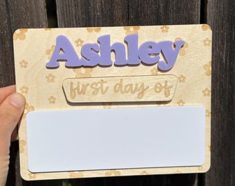 Personalized First Day of School Photo Prop, Reusable Back to School Sign