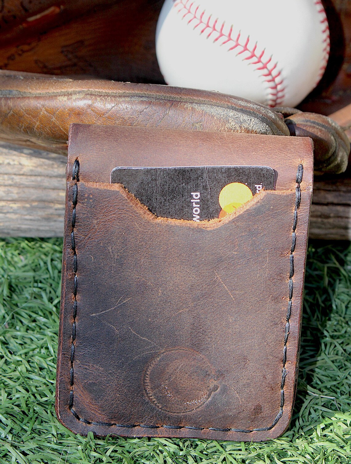 Repurposed Vintage Leather Baseball Glove Minimalist Wallet Etsy