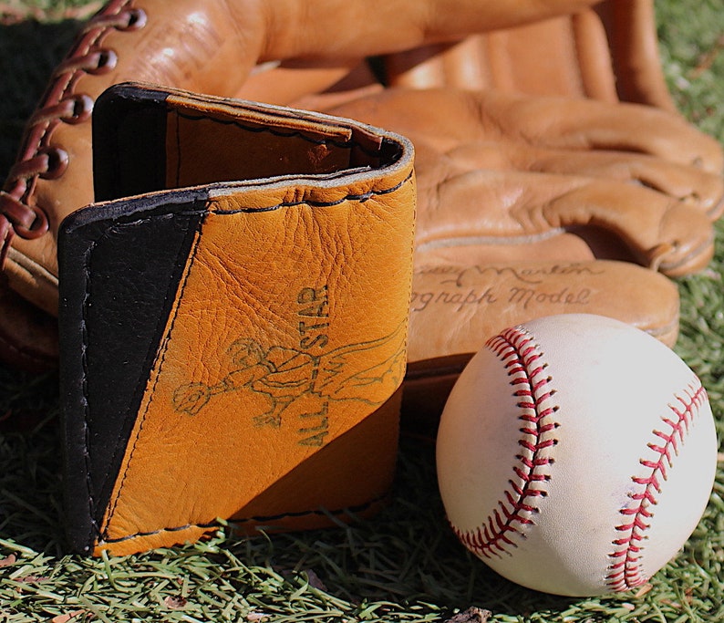 Repurposed Vintage, Leather, Baseball Glove Bifold Wallet Etsy