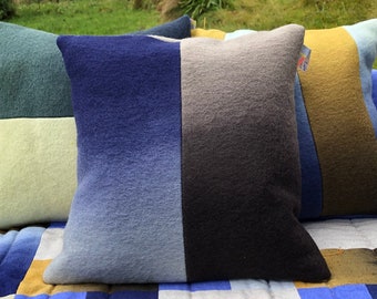 Blue Brown Square Wool Cushion