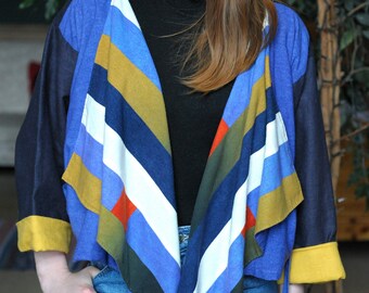 Giacca Patchwork Giallo Rosso Blu