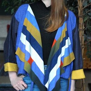 Blå Röd Gul Patchwork Jacka