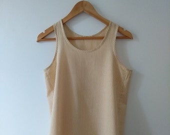 Yellow Stripe Linen Vest Top