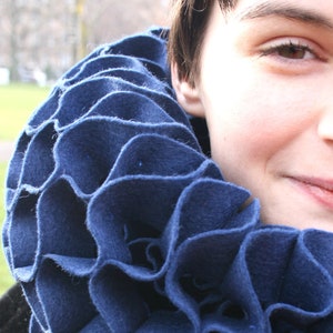 Blue grey, Wool felt, Scarf ruff, Long image 2