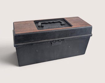 8 Track Tape Case with 12 Vintage Tapes Faux Woodgrain 1976 Service Case