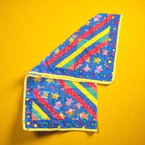 Handmade Clown Baby Quilt: Vintage 80s Nursery Decor