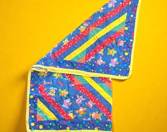 Handmade Clown Baby Quilt: Vintage 80s Nursery Decor